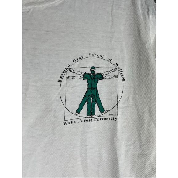 Vintage 80s Wake Forest University Of Medicine Vitruvian Man Tee - Picture 2 of 8